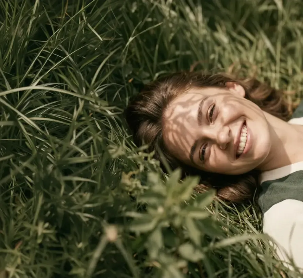 A woman resting outdoors