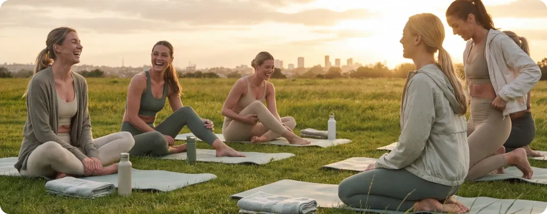 Women exercising together outdoors